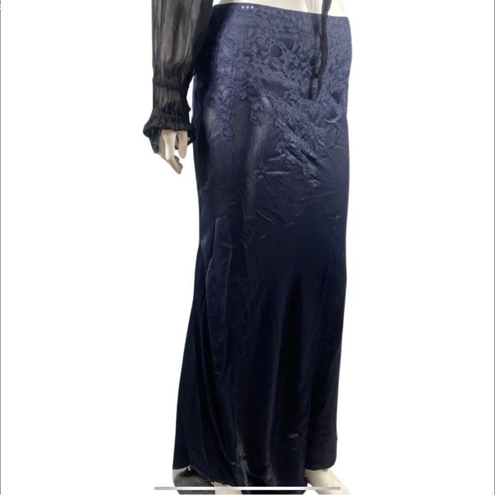NWOT Free People x Brenda Knight Navy Maxi Satin Skirt w/Lace Top - Small - Picture 3 of 6